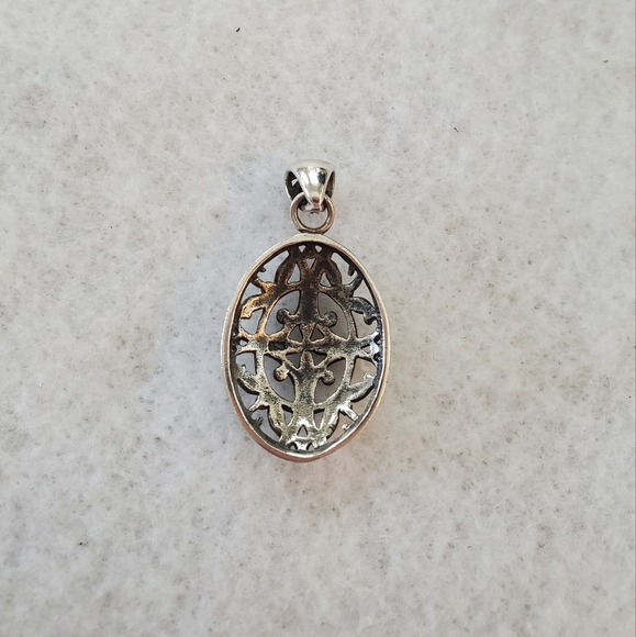 Sterling Silver Filigree Faith Pendant Necklace - Picture 2 of 4